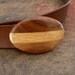 Oval Hand Carved Natural Walnut Wood Belt Buckle with White Oak and Cherry Inlays THINK Christmas