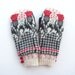 Felted Wool Mittens from Recycled Sweaters Fleece Lined Black and Red Fair Isle