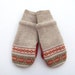 Felted Wool Sweater Mittens Fleece Lined Fair Isle Beige Orange Green and Cream
