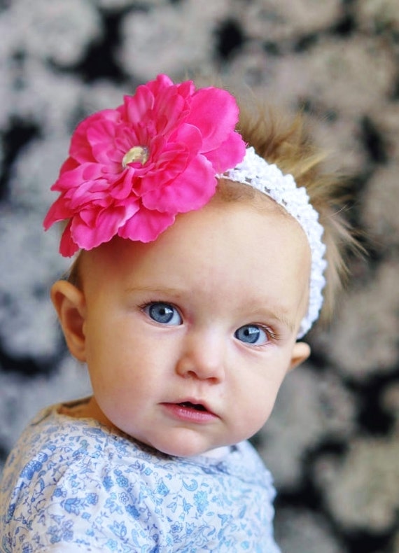 Items similar to baby hair bow flower for girls...infant head band ...