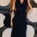Barbie navy blue sparkle evening gown with matching bag and headwrap