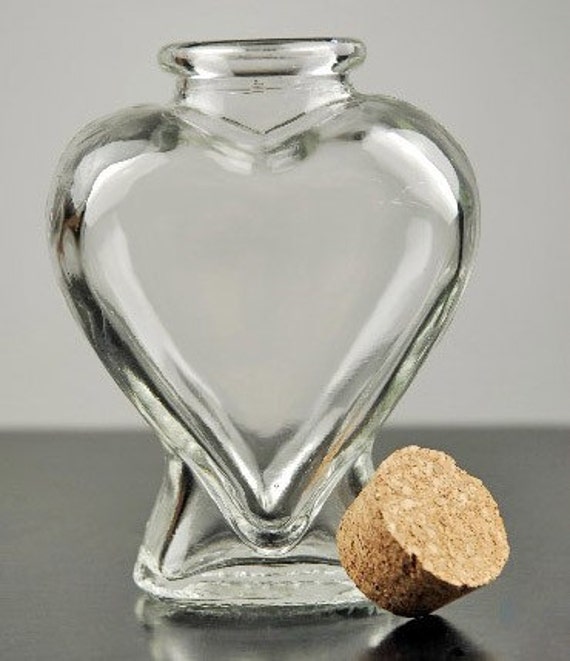 Items similar to Glass Heart Jar W/Cork on Etsy