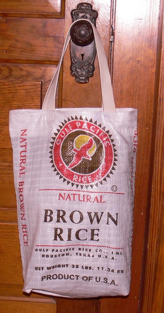 Recycled Brown Rice bag tote shopping bag purse