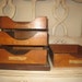 Vintage Wooden Desk Organizer Inbox Outbox