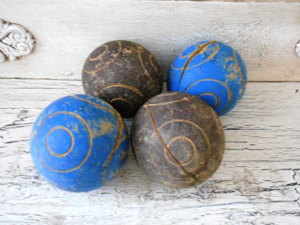 4 Vintage Wooden Bocce Balls by Thebeezkneezvintage on Etsy