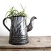 Vintage Enamel Teapot - Metal Teapot - Gray Teapot - Enamelware / Graniteware