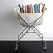 Laundry Basket - Vintage Rolling Laundry Cart with White Cotton Basket