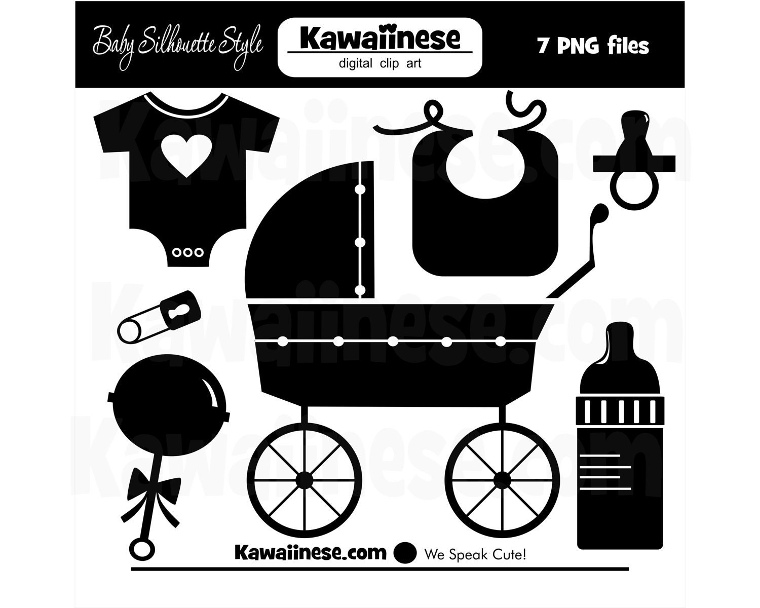 Items similar to Baby Clip Art Digital Clipart Silhouette ...