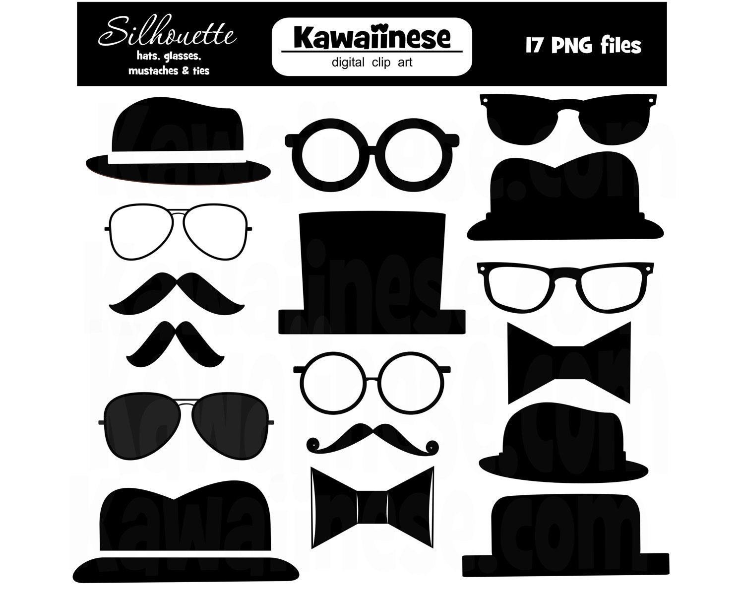 Father's Day Clipart silhouette Digital Clip Art mustache