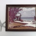 Framed Picture Art Beach Tropics Resort Scene Vintage