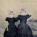 Cat Art, Kitten Girls, Altered Antique Portrait of Two Sisters, 5x7 Print