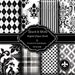 Black & White No. 02 - 8 Digital Printable Paper Pack - 12" X 12" - 300 DPI for Scrapbooking, Card Making, Stationary, Invitations and All Paper Crafts