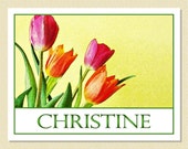 So Cheery - Personalized Note Cards Abloom With Lovely Tulips (10 Folded)