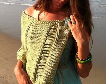 knitting pattern knit dropped stitches sequins poncho kiwi openwork capelet swim wrap teens beach