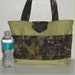 Mossy Oak camouflage tote style purse handbag light lime green twill fabric handmade