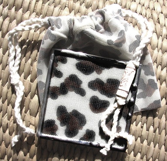 Items similar to Vanity Purse Mirror w/ Cream Mesh Covered Drawsting