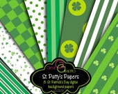 St. Patricks Day Digital Paper St Pattys Party Paper Saint Patricks Day Printable Invitation Paper Shamrock - Instant Download Il_170x135