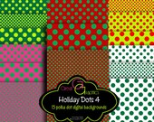 Christmas Polka Dot backgrounds, set 4, printable polka dot background sheeets, holiday polka dot backgrounds, digital background papers Il_170x135