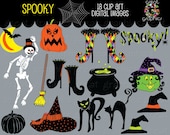 Halloween Clipart Halloween Clip Art Halloween Digital Download Halloween Witch Skeleton Cat Halloween Printable - Instant Download Il_170x135