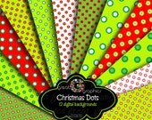 Christmas Digital Printable Paper Invitation Paper Digital Paper Christmas Red and Green Polka Dot Paper - Instant Download Il_170x135