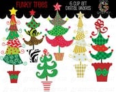 Christmas Tree Clipart Christmas Clip Art Digital Christmas Funky Christmas Tree Clip Art Printable Christmas Tree - Instant Download Il_170x135