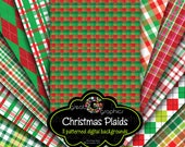 Christmas Plaid Paper Printable Christmas Digital Paper Red Green Plaid Printable Invitation Paper - Instant Download Il_170x135