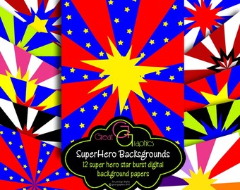 Superhero Paper Super Hero Party Printable Digital Paper Superhero Digital Paper Super Hero Invitation Printable Paper - Instant Download