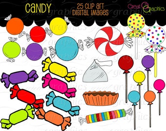 Candy Clipart Candy Clip Art Candy Digital Invitation Clip Art Kids Party Printables Lollipop Clipart Digital Candy - Instant Download