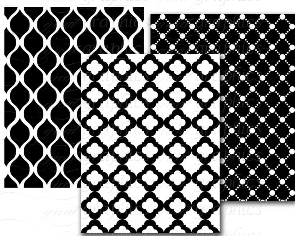 Black and White Digital Paper Black and White Stripe Printable