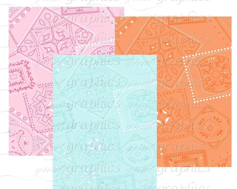 Bandana Digital Paper Pink Bandana Paper Bandana Print Paper