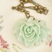 Amandine Mint Green Rose Cabochon Pendant Necklace