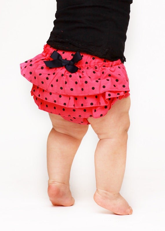Ruffled Hot Pink & Black Polka Dot Bloomers