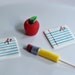 Fondant Teacher Gift Pencil, Apple and Paper Toppers for Cupcakes, Cookies or other Treats