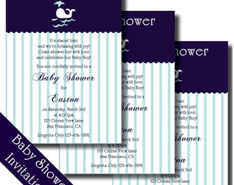 Whale Baby Shower | Whale Baby Shower Invitation | Whale Baby Shower Decorations | Whale Baby Shower Banner | Printable | Pinstripes