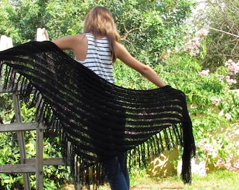 BLACK SHAWL Black Wraps Shawl knitted shawl