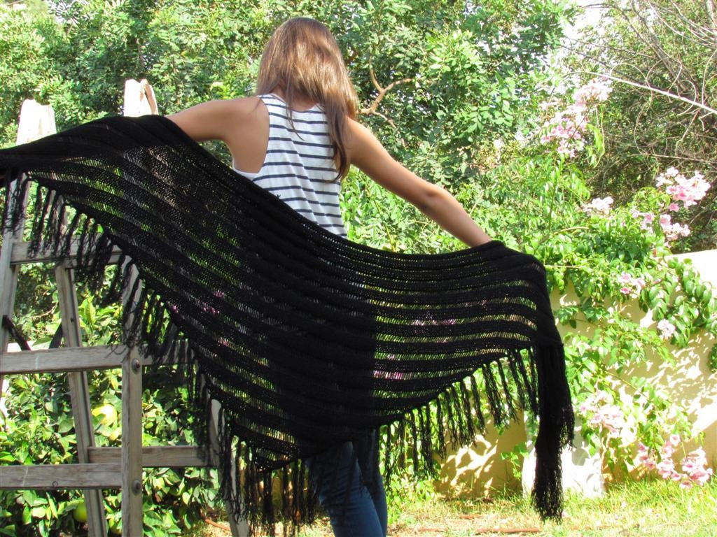 black knitted shawl