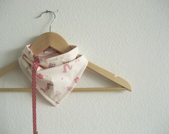 Garden party bandana bib with attached pacifier clip, reversible cotton baby bibdana for girls