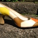 Vintage 60s Mod Shoes / Color Block Pumps / Leather Shoes / Lady McGuire / Size 5 1/2