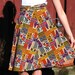 Vintage 60s Mod / Corduroy / Geometric / Retro Pattern / A line Skirt / with matching Cord and Leather Belt
