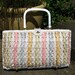 Vintage 60s Mod / White Wicker / Bakelite Handles / Woven / Purse / Handbag / Hong Kong