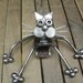 Steel Cat Sculpture. Handmade from found objects.