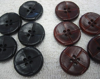 Leather Buttons, Black or Brown 1 1/8" (30mm) Large Imitation leather button - Lot of 6 - your choice