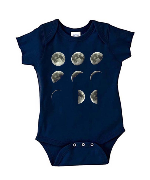 Moon Phases Baby Outfit Navy Newborn 6month by CrawlspaceStudios