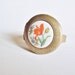 NEW - Vintage Brass Locket Ring - Vintage German Glass Cabochon - Adjustable Fashion Statement Ring
