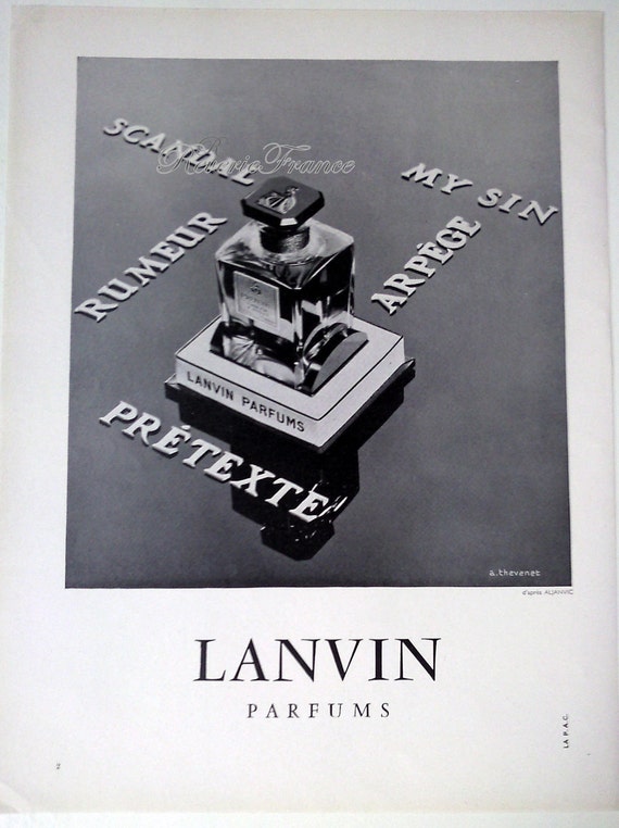 Original Vintage French Ad Lanvin Perfume 1951