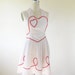 50s Sweetheart Pinafore Apron Red Swiss Dot Ric Rac Trim