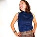 Vintage Shirt Sleeveless Navy Seersucker