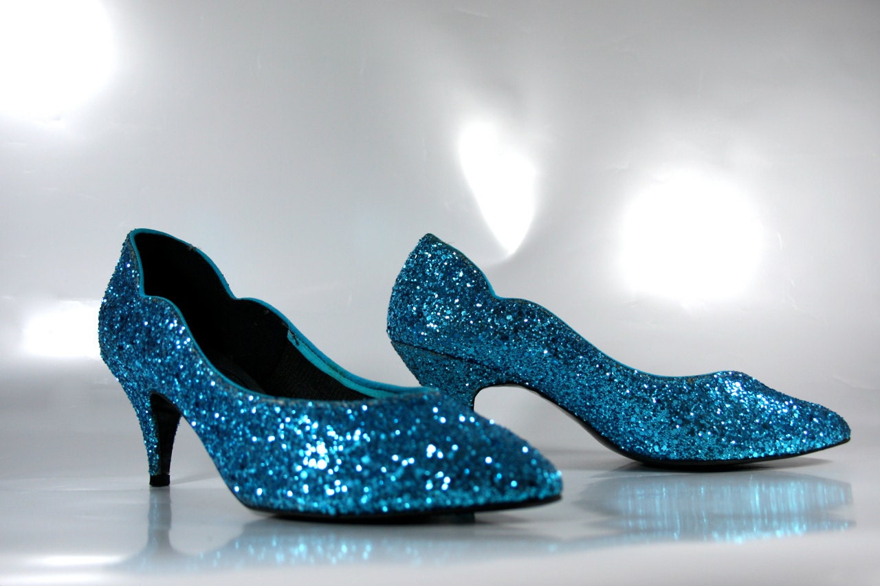 turquoise sparkly heels