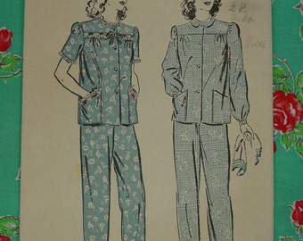 Vintage Pattern 1940's Advance No.3307 Pajamas Sz.16
