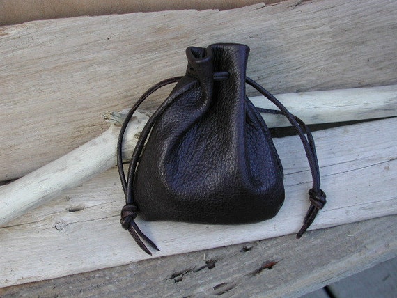 Handmade Leather drawstring Pouch Bag